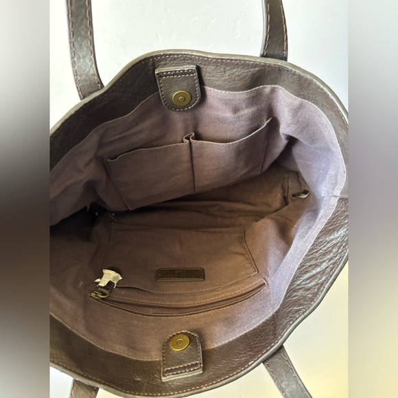 FRYE Sienna Shopper Brown Leather Logo Tote - Picture 5 of 8